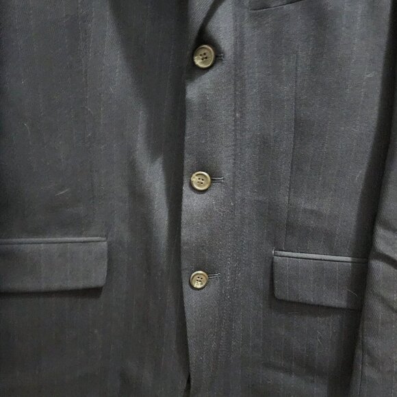 Ralph Lauren Black Striped Three Button Sport Coat Blazer Suit Jacket Size 44L - Picture 7 of 12